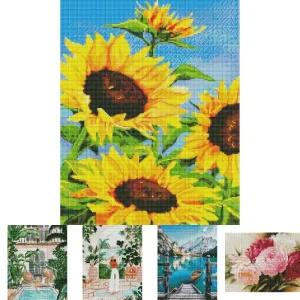 보석십자수 40x50 해바라기와 파란하늘/만들기/DIY/비즈/공예/도안/재료/자수/부자재/도구/놀이/퍼즐/취미