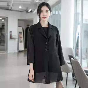 [모슬린]엄마옷 쉬폰 단추 포인트 조끼 613FGH144 마담중년여성빅사이즈50대60대