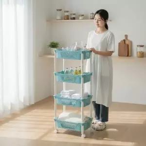 틈새 수납선반 이동식 트롤리 주방 팬트리 카트 4단 다용도 정리대