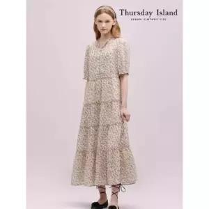 써스데이아일랜드Thursday Island 프릴단 롱 쉬폰원피스T244MOP243W 1052674