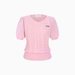 [AK분당점] [에고이스트] [BLUE LABEL] 하트 V넥 스캘럽 반팔니트 ES2OKH04