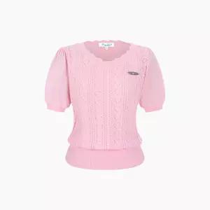 [AK분당점] [에고이스트] [BLUE LABEL] 하트 V넥 스캘럽 반팔니트 ES2OKH04