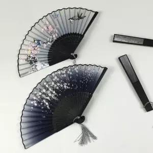 전통 무용 부채 합죽선 꽃 매화 흑색