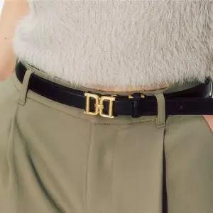 [닥스](강남점)DBBE6F097BK [여성벨트][DD Symbol] 블랙 DD메탈릭 골드 버클 소가죽 후크 여성벨트