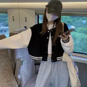 [하프클럽/셀럽하우스]여성 세미오버핏 크롭 바시티자켓 야구점퍼 가을점퍼