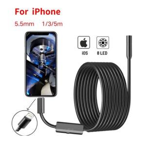 아이폰용 5.5mm 내시경 카메라 IOS와 연결 가능 자동차 검사 하수구 HD720P IP68 소프트/하드 와이어 1/3/5