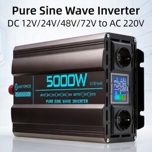 순수 정현파 인버터 12V/24V/48V/72V 220V 3000W/4000W/5000W DC-AC 전력 변환기 자동차 태양광 충전기