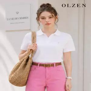 [올젠(우먼)][OLZEN W] 베이직 와플 면 카라 티셔츠 (ZLD2TT2101)
