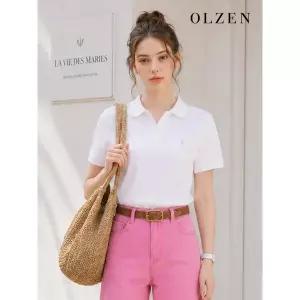 [올젠][OLZEN W] 베이직 와플 면 카라 티셔츠 (ZLD2TT2101)