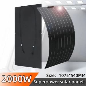 고출력 ETFE 태양 전지 패널  유연한 단결정 가정 및 야외 캠핑 자동차 보트  12V 배터리 충전기  2000W
