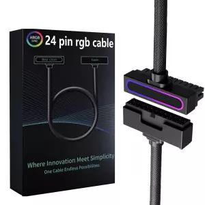 24핀 PSU 연장 케이블 30CM ARGB LED PC 전원 위한 18AWG 90도 직각 디자인 일체형 미니멀리스트 구리선