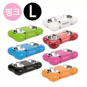 뼈다귀 패션쌍식기 핑크 강아지 식기