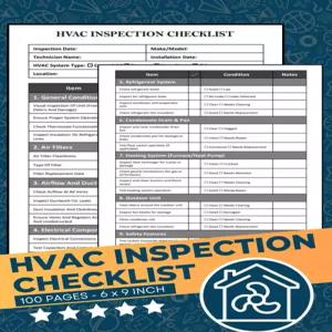 HVAC 점검 체크리스트 기술자 기록부 에어컨 안전 및 유지보수 추적 양식