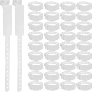 NIYANGLE 100pcs 일회용 방수 식별 손목밴드 찢어지지 않는 병원 ID 팔찌 흰색