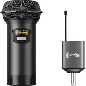 TONOR 무선 마이크 충전식 수신기가 있는 UHF 메탈 휴대용 시스템 노래방 노래 파티 결혼식 DJ 연설