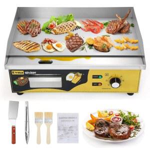 다이나 리빙 상업용 전기 그릴 22인치 스테인리스 스틸 조리대 그릴 3000W 110V 플랫 탑 그릴 가정용 주방, 레스토랑, 122 -572 온도 조절 가능