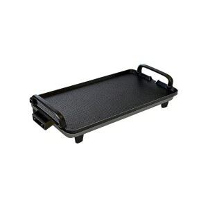 직사각형 전기 그릴, 1400W, 논스틱 조리 표면, 5가지 조절 가능한 온도, 식기세척기 사용 가능, 무연 실내 그릴, 블랙