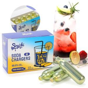 소다 메이커 식품 등급 셀처용 소이시 CO2 8g 소다 카트리지, 소다 사이펀과 호환되는 나사산이 없는 소다 충전기(10개)