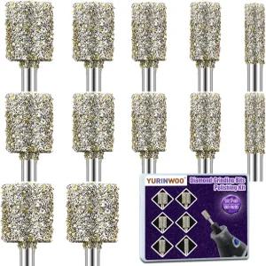 드멜과 호환되는 12PCS 다이아몬드 연삭 비트 스톤 카빙 세트 50그릿 코팅 연마 키트 1/8인치 3mm 섕크