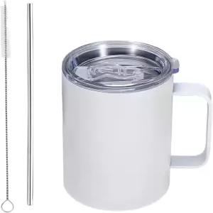 뚜껑이 있는 12OZ 승화 단열 스테인리스 스틸 커피 머그잔 손잡이가 이중 벽 진공 여행용 컵 재사용 가능한