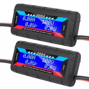 2팩 200A 100V 고정밀 와트 미터 전력 분석기 배터리 소비 성능 모니터 백라이트 디지털 LCD 스크린 모델