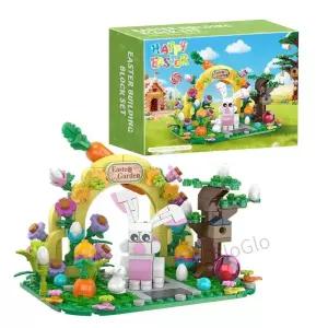 294PCS 부활절 달걀 토끼 정원 빌딩 블록 모델 컬러 박스 및 종이 설명서 조립식 브릭 선물