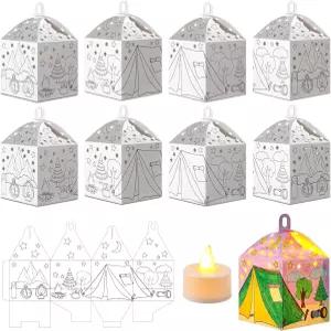 Gluglitter 36 LED 양초 조명이 포함된 캠핑 공예 키트 세트 나만의 캠프 DIY 랜턴 걸이 장식 여름 VBS