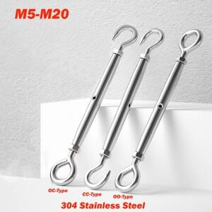 M5~M20 타입: OC OO CC 304 스테인리스 스틸 체인 조정 장치 리깅 턴버클 와이어 로프 장력 조절 후크 및