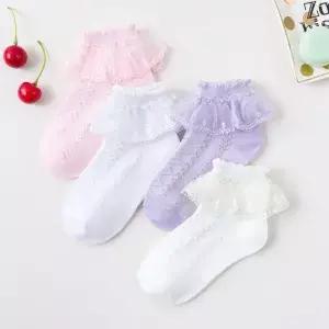 4 쌍 레이스 프릴 양말 통기성 편안한 사랑스러운 공주 스타일 댄스 준비 트림