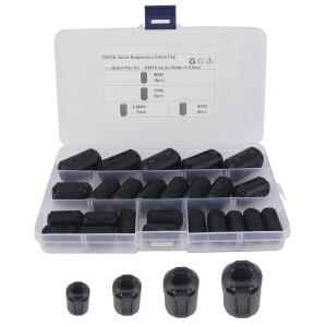 25피스 페라이트 코어 링 클램프 키트 3.5mm/5mm/7mm/9mm 클립 온 케이블 커넥터 비드 소음 억제기 RFI EMI