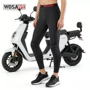 WOSAWE 남성용 바이커 레깅스 오토바이 스타일 바지 트레이닝 통기성 편안한 스트레치 라이딩 츠