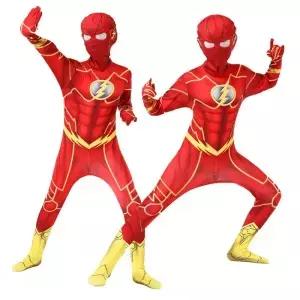 플래시 맨 소년 프레 의상 세트 파티 멋진 드레스 복장과 기어와 마스크