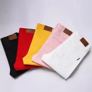 2025 봄 남성 블랙 청바지 패션 캐주얼 비즈니스 스트레이트 스트레치 데님 바지 브랜드 화이트 레드