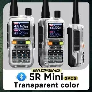 2개입 바오펑 UV5R 미니 에어밴드 수신기 VHF UHF 듀얼 송신기 FM VOX 아마추어 무전기 UV5RNI 투명 색상
