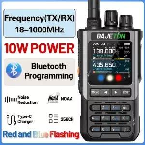 바제톤 BJ8200 무전기 장거리 0W 트라이 파워 풀 밴드 무선 블루투스 전화 프로그래밍 소음 감소 햄 라디오