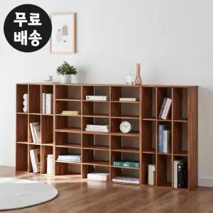 엘다 티크 원목 책장 세트 전면 수납장 거실 책꽂이