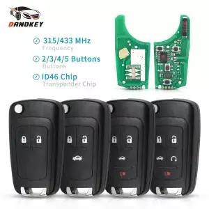 Dandkey 315MHZ/433MHZ 2/3/4 버튼 HU100 ID46 칩 플립 자동차 원격 키 Chevrolet Malibu Cruze Aveo Spark