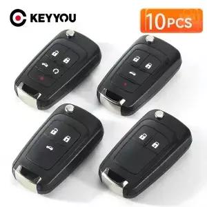 KEYYOU 5/10Pcs 2/3/4/5 버튼 쉐보레 로바 세일 아베오 크루즈 자동차 리모컨 케이스 폴딩 키 쉘 블랭크