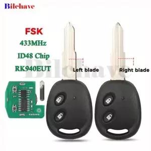Jingyuqin FSK RK940EUT 433MHz ID48 칩 원격 자동차 키 시보레 Aveo 대우 스파크 Matiz 2 버튼 제어 Fob