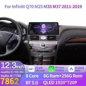 인피니티 Q70 M25 M35 M37 20112019 무선 BT Carplay 4G GPS 헤드 유닛 화면 용 12.3 인치 안드로이드 14