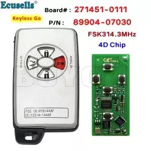 Ecusells Keyless Go Smart Prox 원격 키 Fob 314.3MHz Toyota Avalon Board 용 4D 칩 2714510111 FCC ID