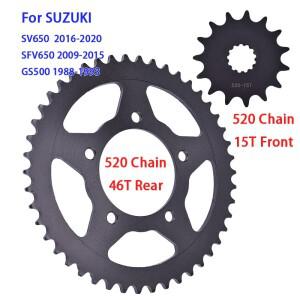 바이크 오토바이 520 체인 15T 전면 46T 후면 스프로킷 SUZUKI SV650 2016-2020 2009-2015 GS500 1988-1993