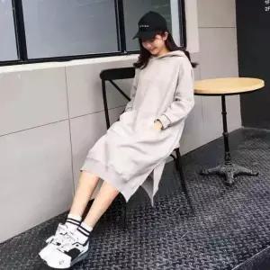 데일리 캐주얼 포켓 앞 기모 무지원피스 기모후드원피스 포인트 기모원피스