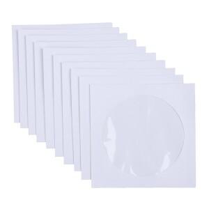 50PCS 12.5CM CD DVD 디스크 종이 슬리브 봉투 보관 투명 창 케이스 플랩 흰색 접힌