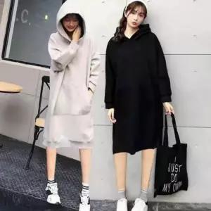 기모안감 겨울롱 롱 기모 기모후드 원피스 후드 여성 미디 겨울 데일리