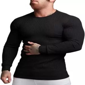 남성 긴팔 셔츠 캐주얼 크루넥 스트레치 언더셔츠 심 핏 골지 풀오버 스웨터 보온 상의