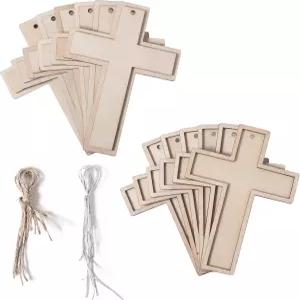 크레구아 12팩 미완성 포플러 합판 나무 십자가 DIY 공예품