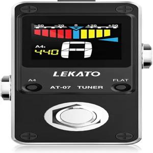 트루 바이패스 기능이 있는 LEKATO 기타 튜너 페달 일렉트릭 및 베이스용 크로매틱 음소거 피치 플랫 튜닝