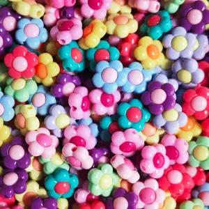 인스파이어엘 100pcs 대형 아크릴 꽃 구슬 귀여운 16mm 다색 보석 제작 및 제작용