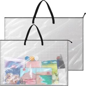 텐서 2개의 아트 포트폴리오 케이스 24 x 36 및 48 인치 대형 포스터 보관 가방 PVC 용기 지퍼와 손잡이